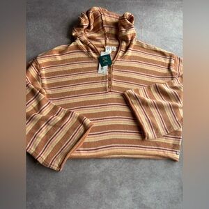 Roxy Tan and Pink Striped Women's Sweater